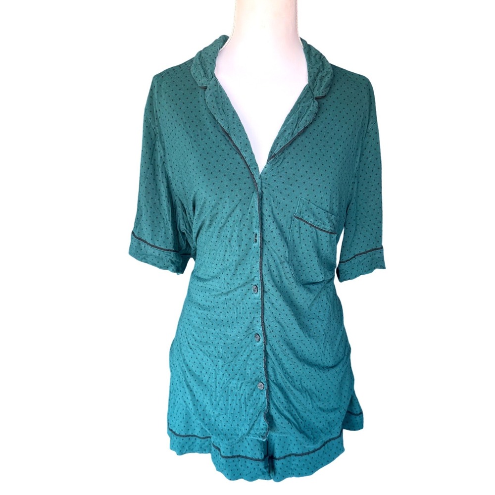 Victoria's Secret Polka Dot PJs Teal Pajama Set Short Sleeve Loungewear M